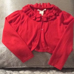 Janie & Jack ruffled collared cropped cardigan.